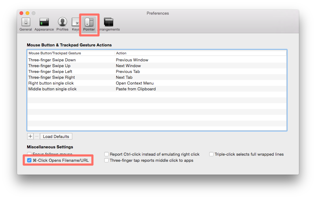 iTerm2 Pointer Preferences