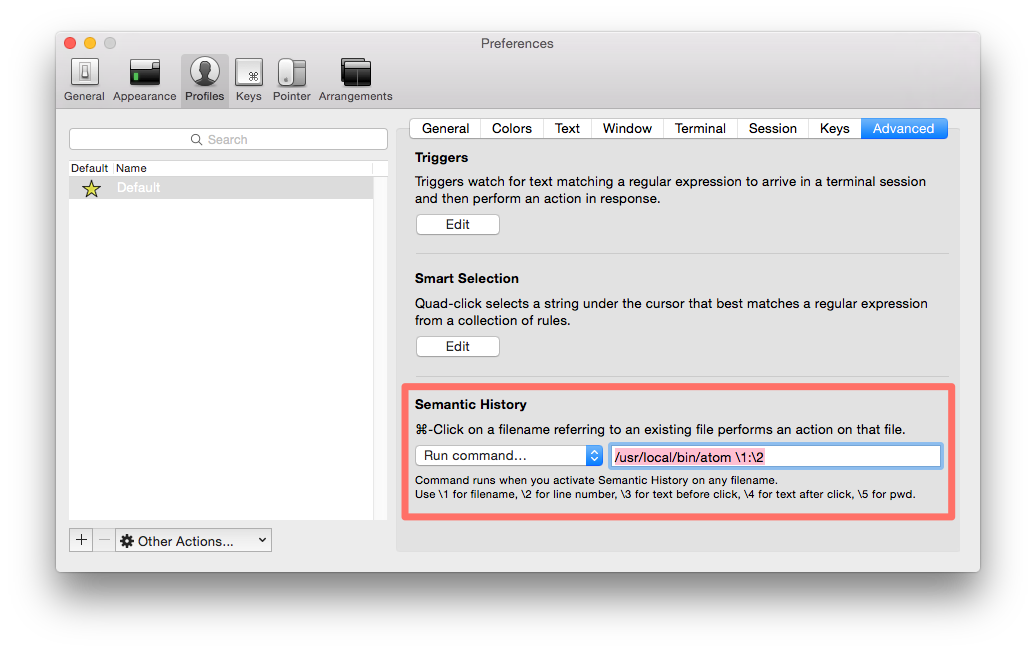 iTerm2 Profiles Preferences